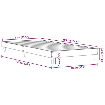 vidaXL Bed Frame without Mattress Sonoma Oak 75x190 cm Small Single Engineered Wood