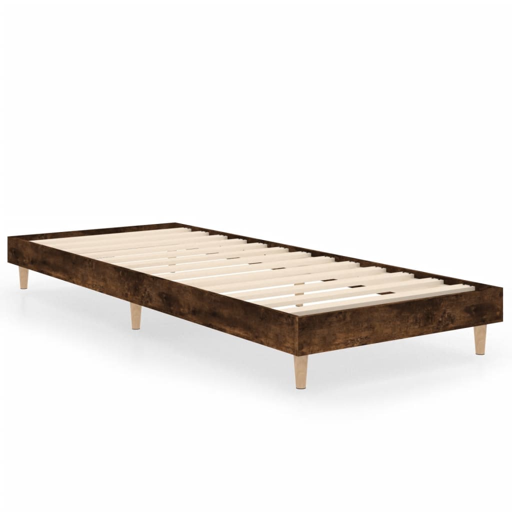 vidaXL Bed Frame without Mattress Smoked Oak 75x190 cm Engineered Wood