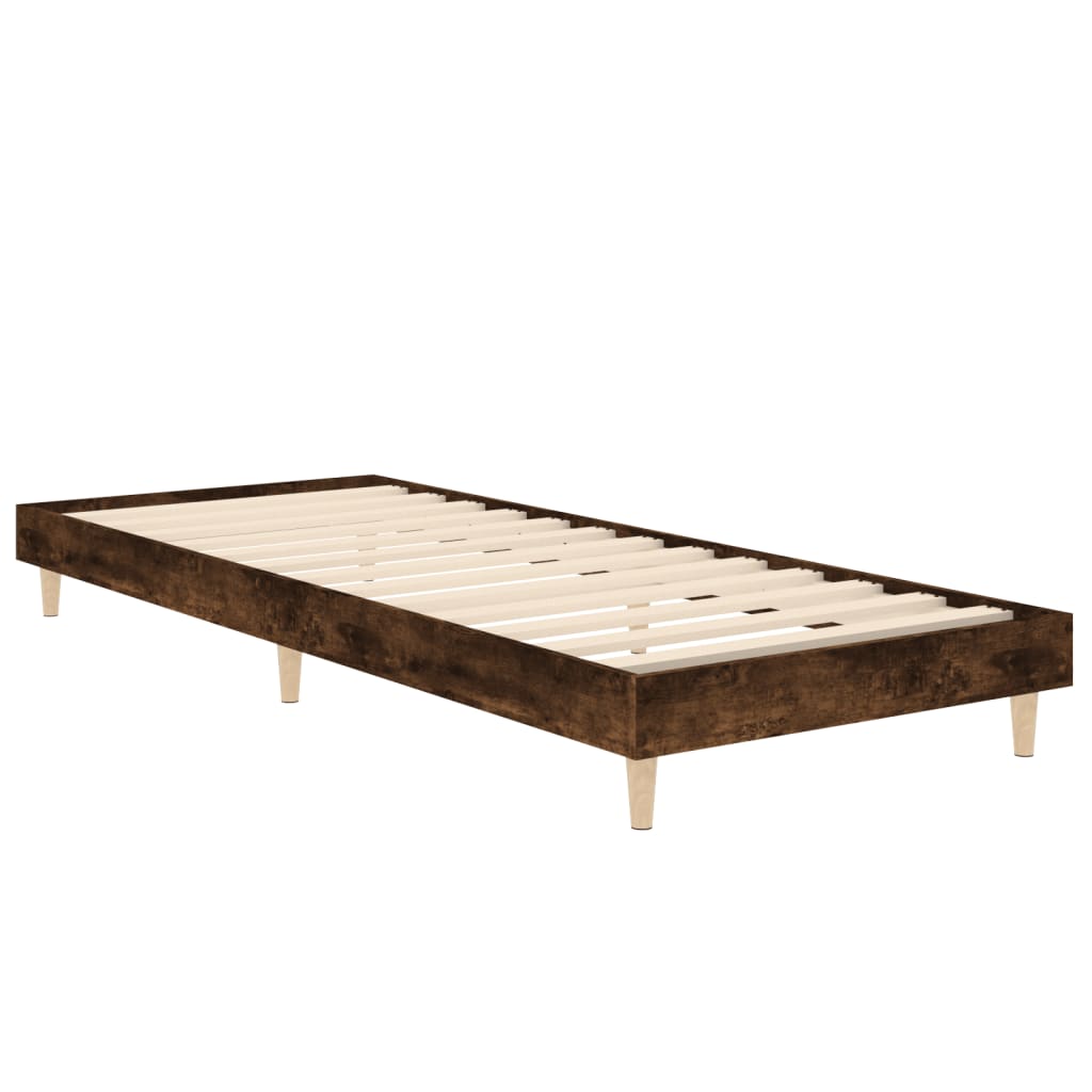 vidaXL Bed Frame without Mattress Smoked Oak 75x190 cm Engineered Wood