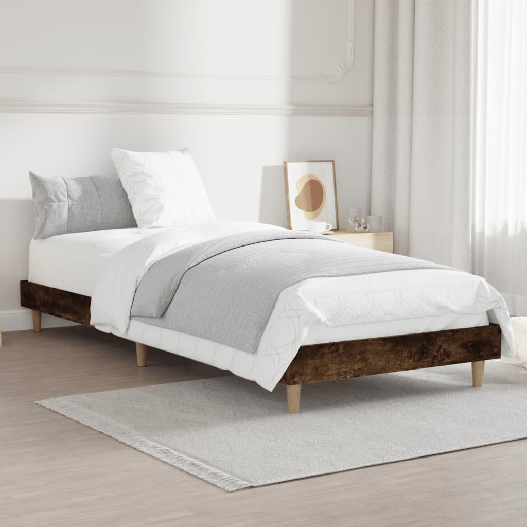 vidaXL Bed Frame without Mattress Smoked Oak 75x190 cm Engineered Wood