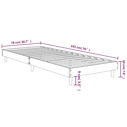vidaXL Bed Frame without Mattress Smoked Oak 75x190 cm Engineered Wood