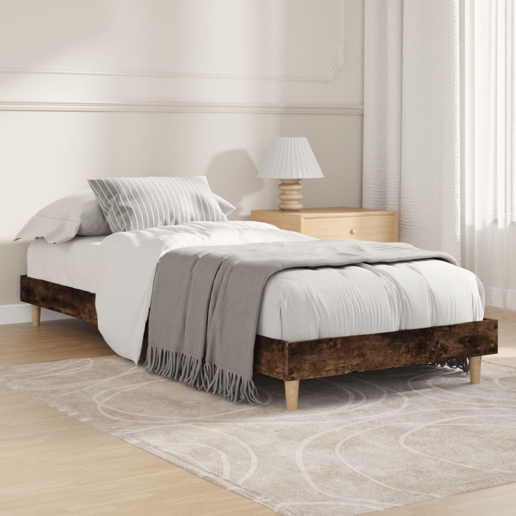 vidaXL Bed Frame without Mattress Smoked Oak 75x190 cm Engineered Wood