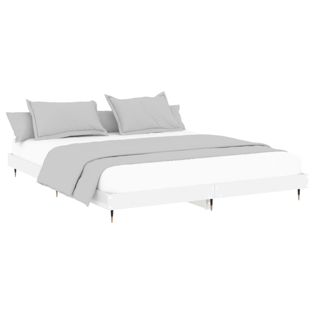 vidaXL Bed Frame without Mattress High Gloss White 160x200 cm
