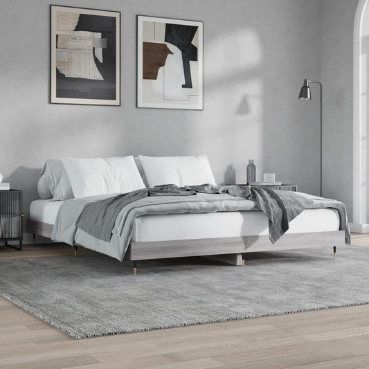 vidaXL Bed Frame without Mattress Grey Sonoma 120x200 cm Engineered Wood
