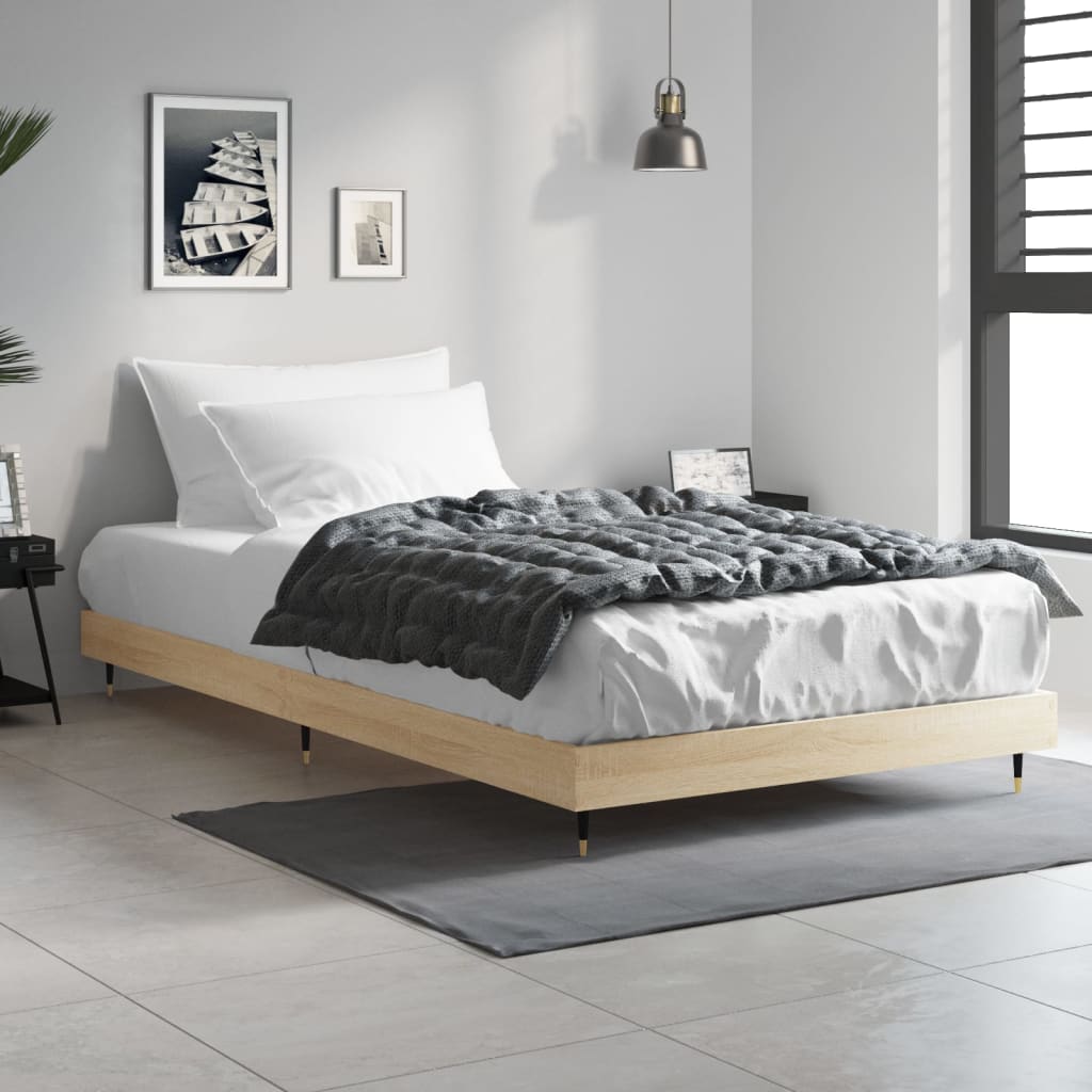 vidaXL Bed Frame without Mattress Sonoma Oak 100x200 cm Engineered Wood