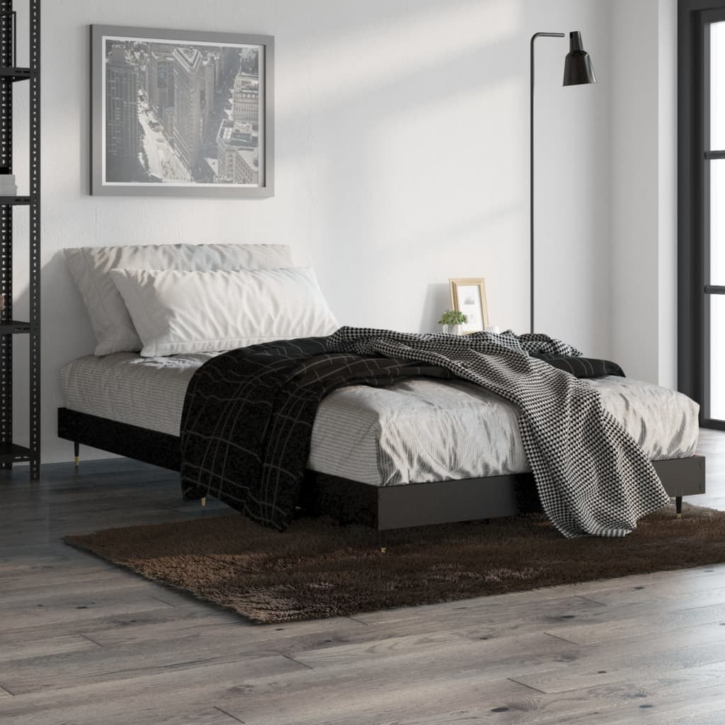 vidaXL Bed Frame without Mattress Black 90x200 cm Engineered Wood