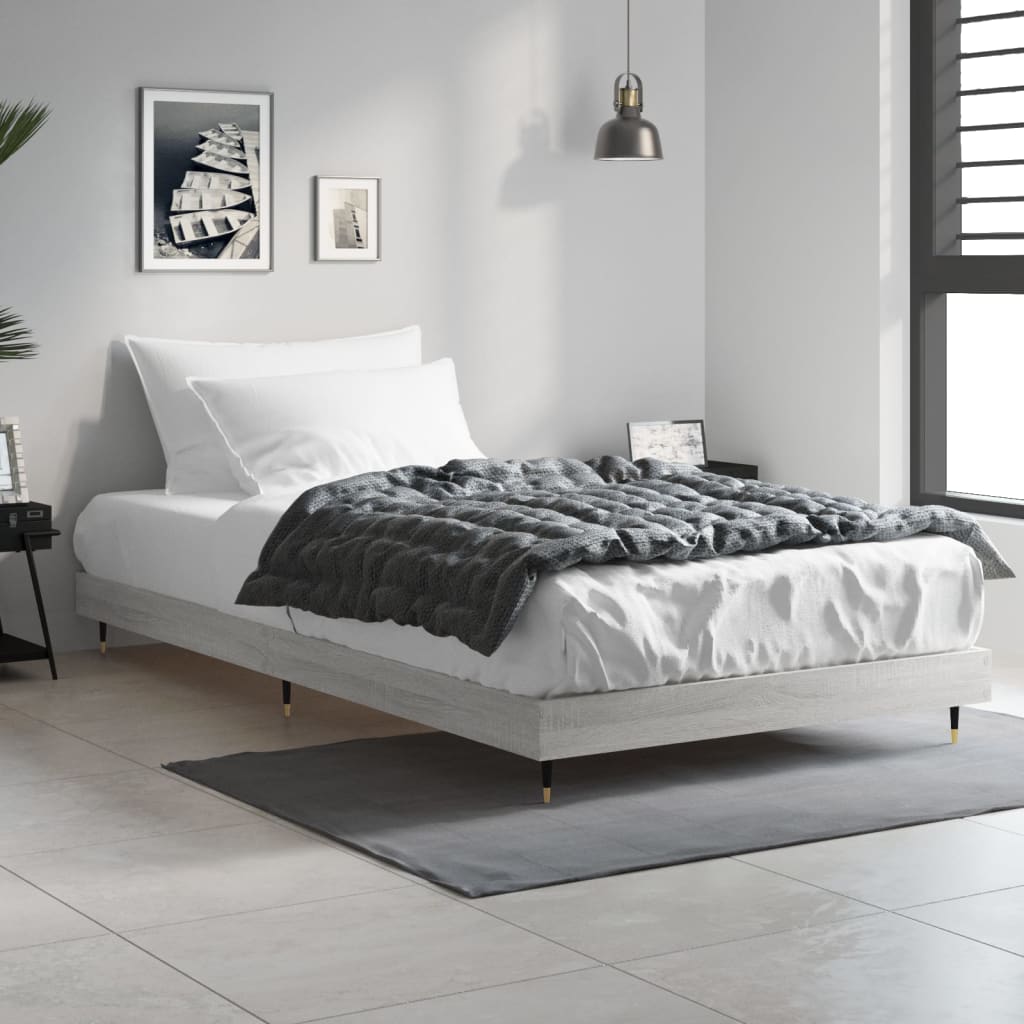 vidaXL Bed Frame without Mattress Grey Sonoma 90x200 cm Engineered Wood