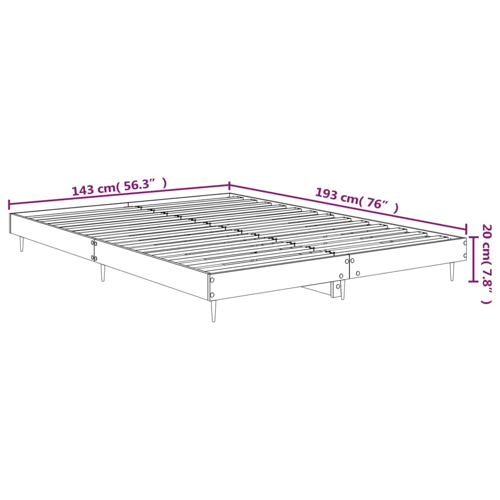 vidaXL Bed Frame without Mattress White 140x190 cm Engineered Wood
