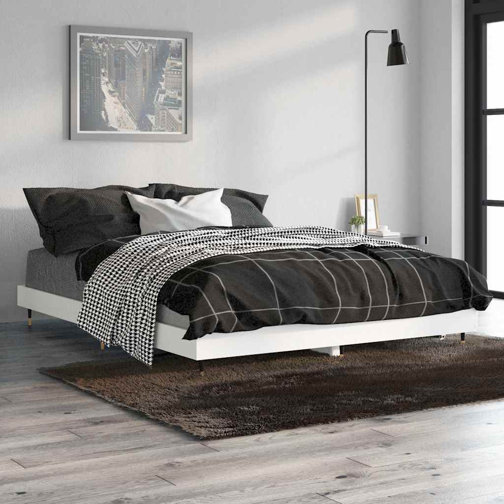 vidaXL Bed Frame without Mattress White 140x190 cm Engineered Wood
