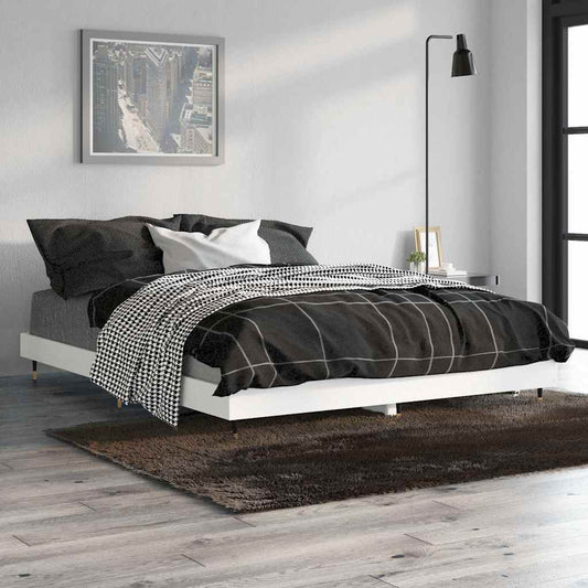 vidaXL Bed Frame without Mattress White 140x190 cm Engineered Wood