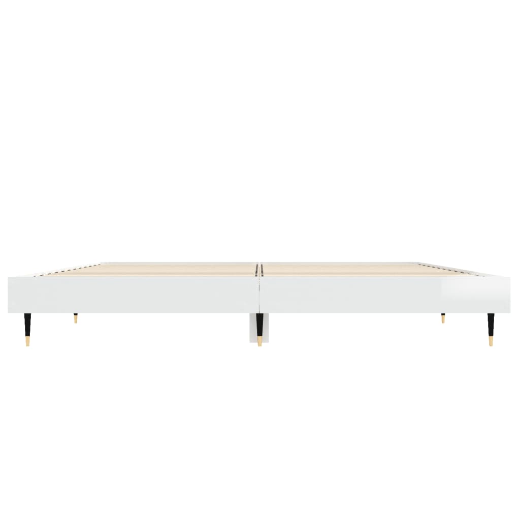 vidaXL Bed Frame without Mattress High Gloss White 140x190 cm