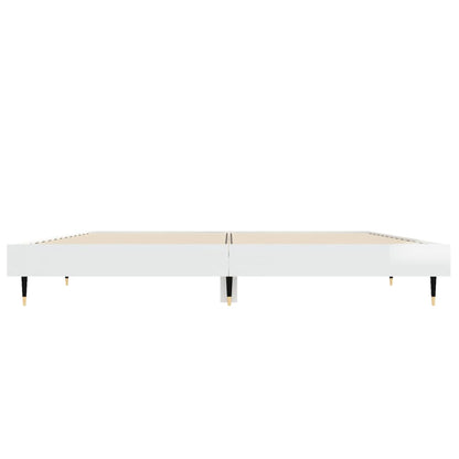 vidaXL Bed Frame without Mattress High Gloss White 140x190 cm