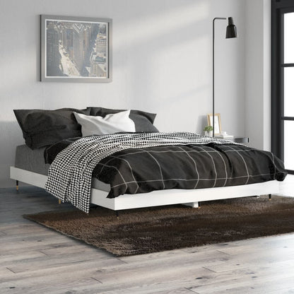 vidaXL Bed Frame without Mattress High Gloss White 140x190 cm