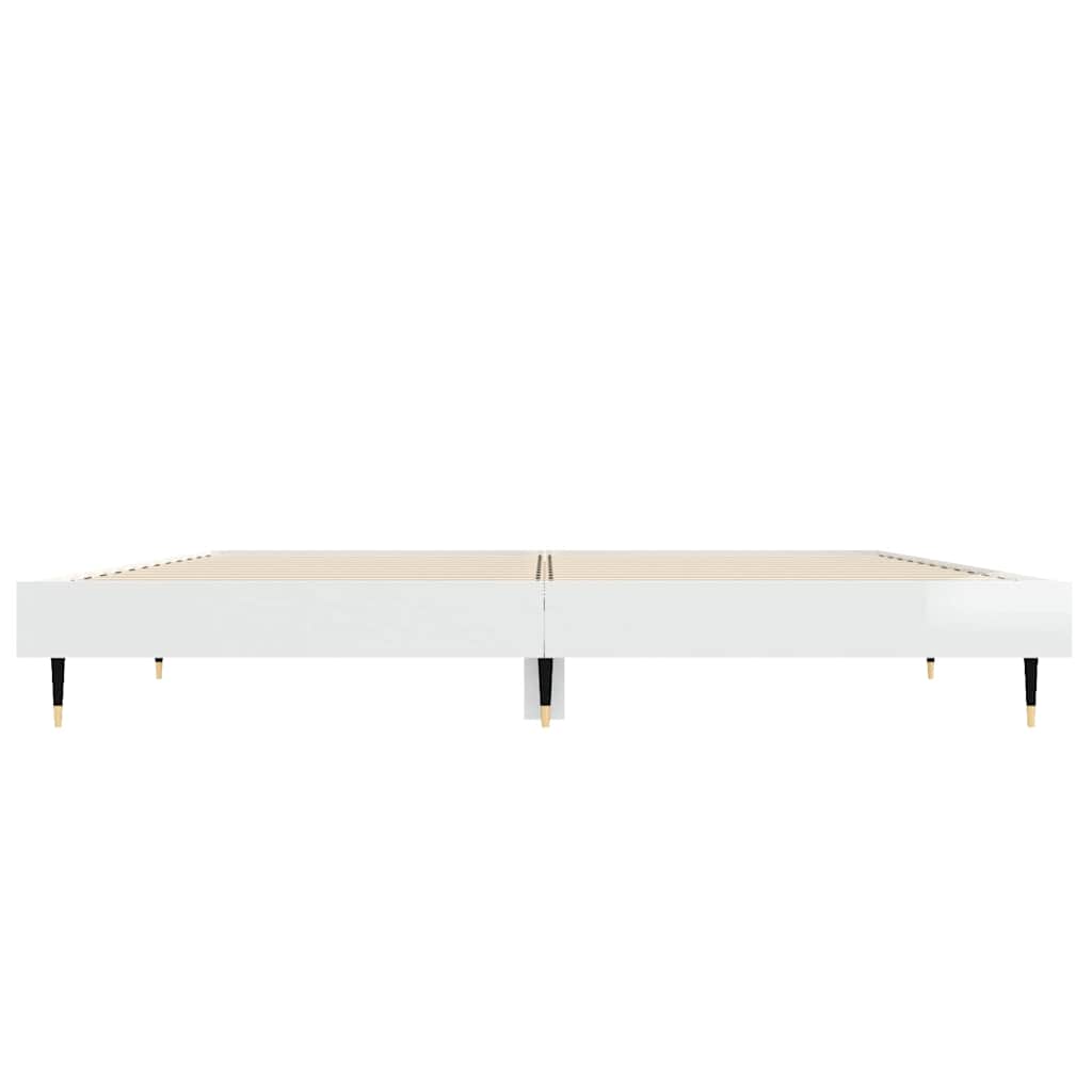 vidaXL Bed Frame without Mattress High Gloss White 135x190 cm Double