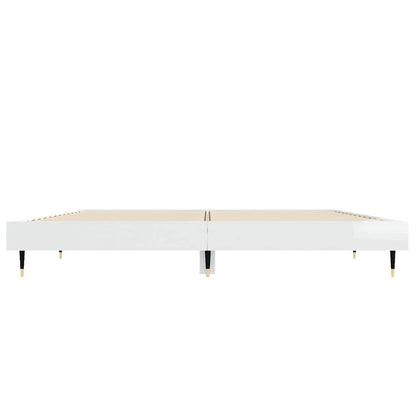 vidaXL Bed Frame without Mattress High Gloss White 135x190 cm Double