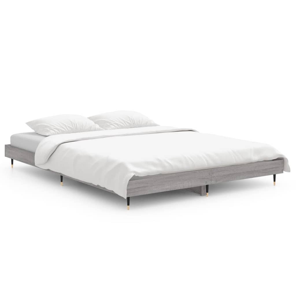 vidaXL Bed Frame without Mattress Grey Sonoma 135x190 cm Double Engineered Wood