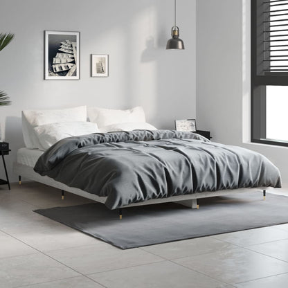 vidaXL Bed Frame without Mattress Grey Sonoma 135x190 cm Double Engineered Wood
