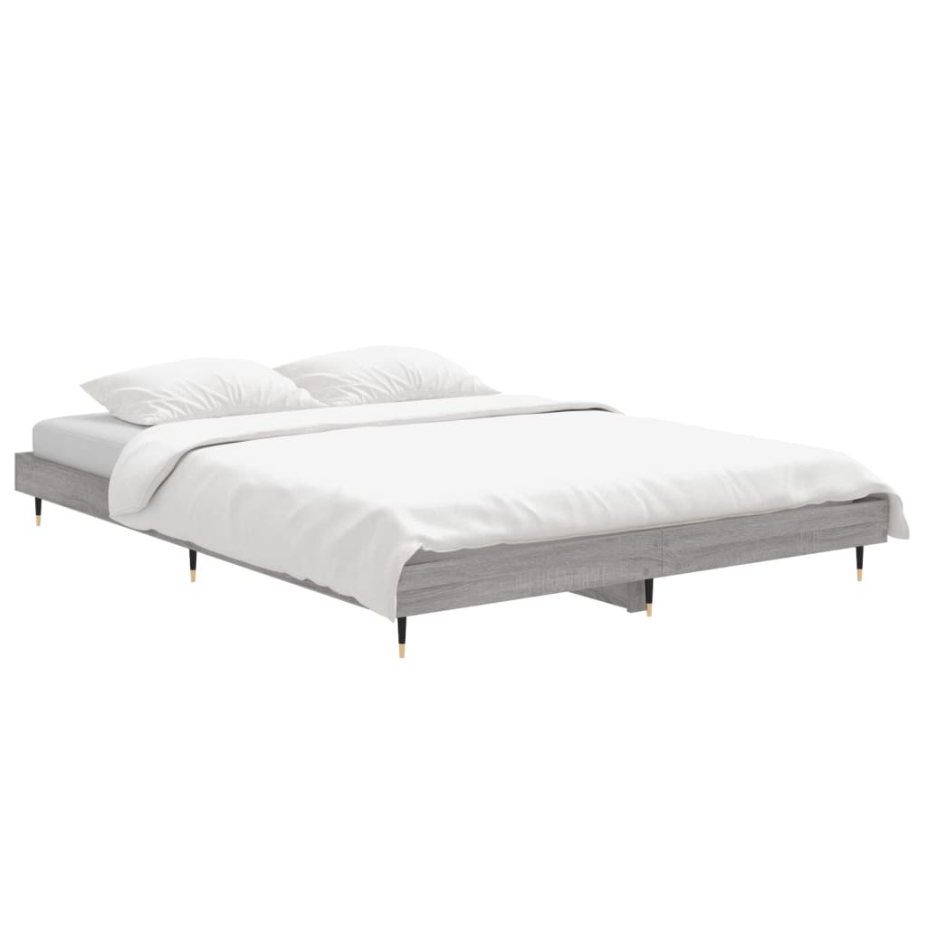 vidaXL Bed Frame without Mattress Grey Sonoma 135x190 cm Double Engineered Wood