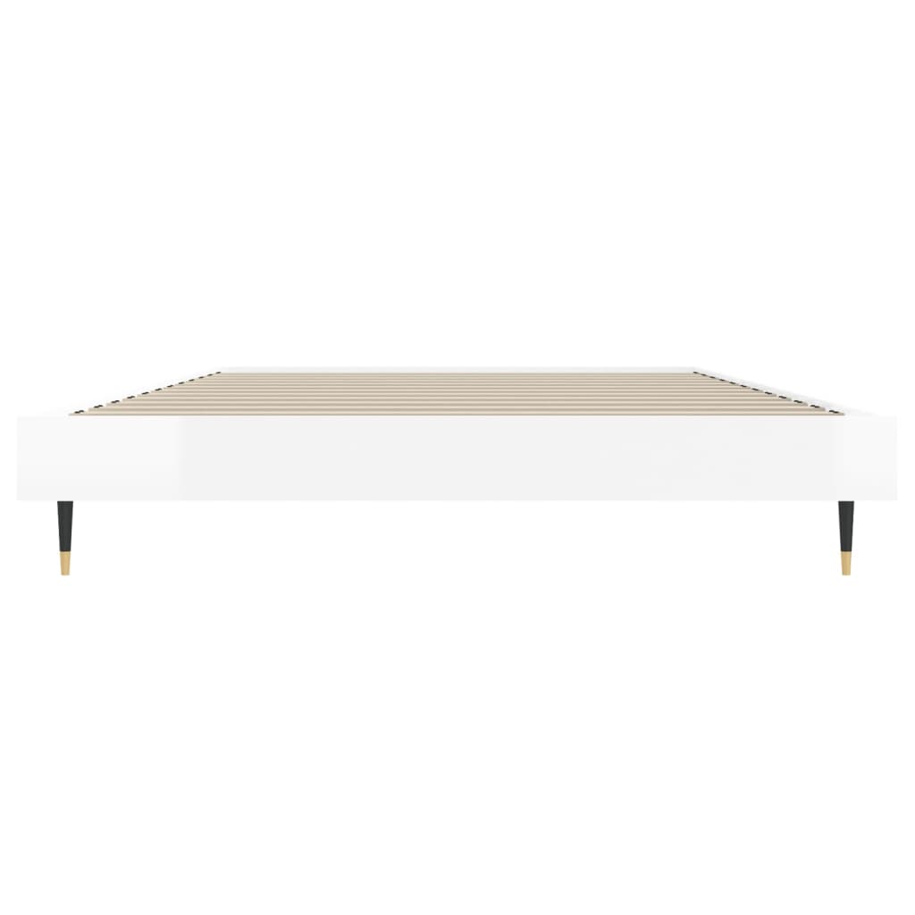 vidaXL Bed Frame without Mattress High Gloss White 90x190 cm Single