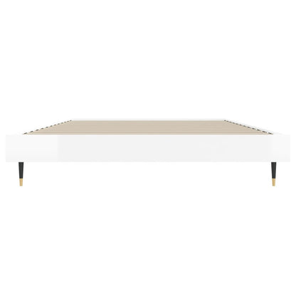 vidaXL Bed Frame without Mattress High Gloss White 90x190 cm Single