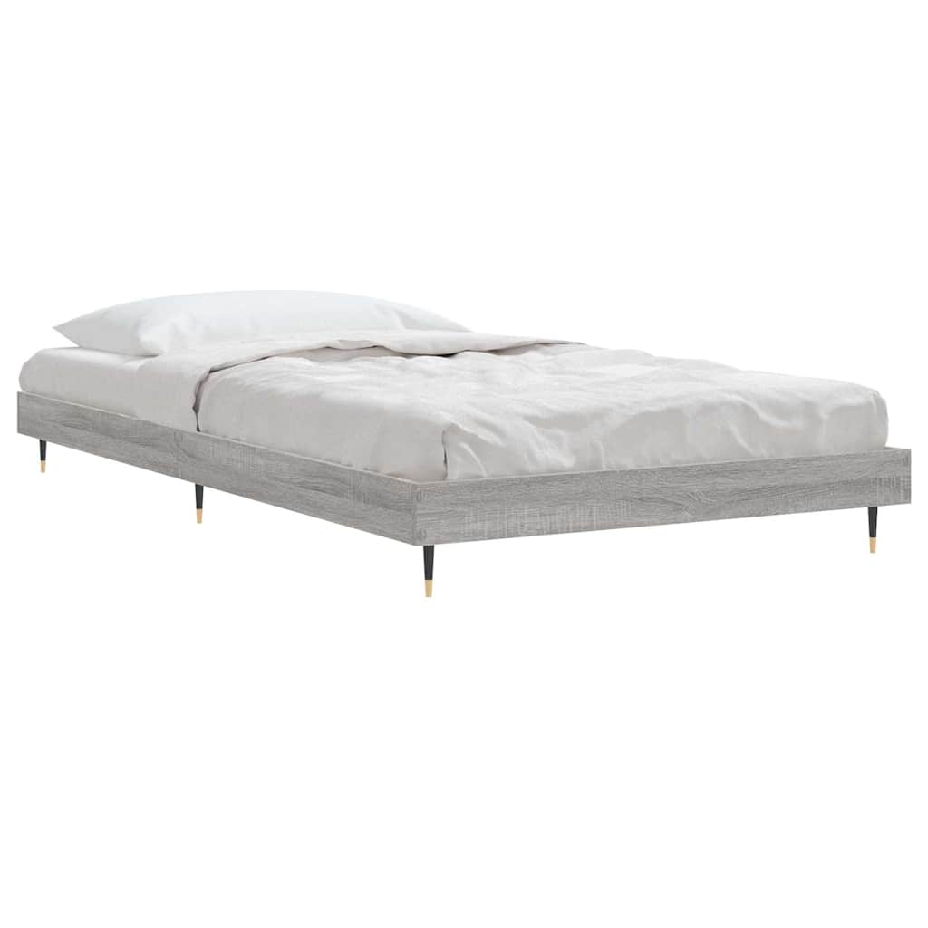 vidaXL Bed Frame without Mattress Grey Sonoma 90x190 cm Single Engineered Wood