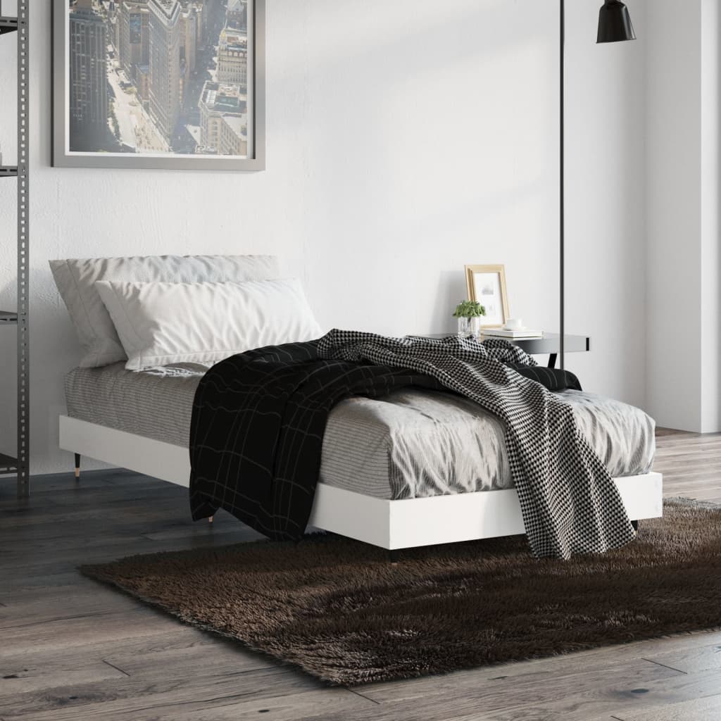vidaXL Bed Frame without Mattress White 75x190 cm Small Single Engineered Wood