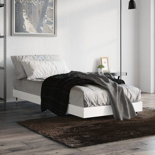 vidaXL Bed Frame without Mattress White 75x190 cm Small Single Engineered Wood