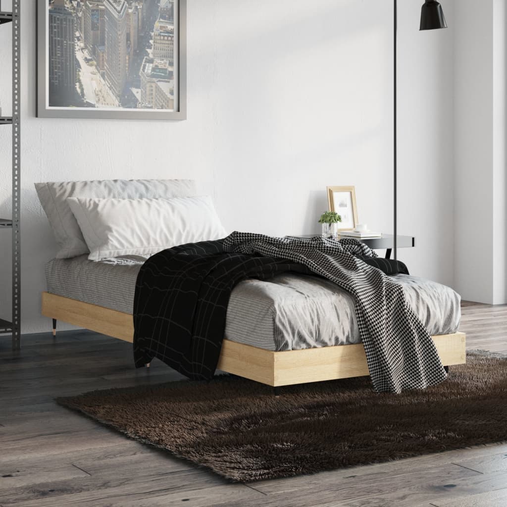 vidaXL Bed Frame without Mattress Sonoma Oak 75x190 cm Small Single Engineered Wood