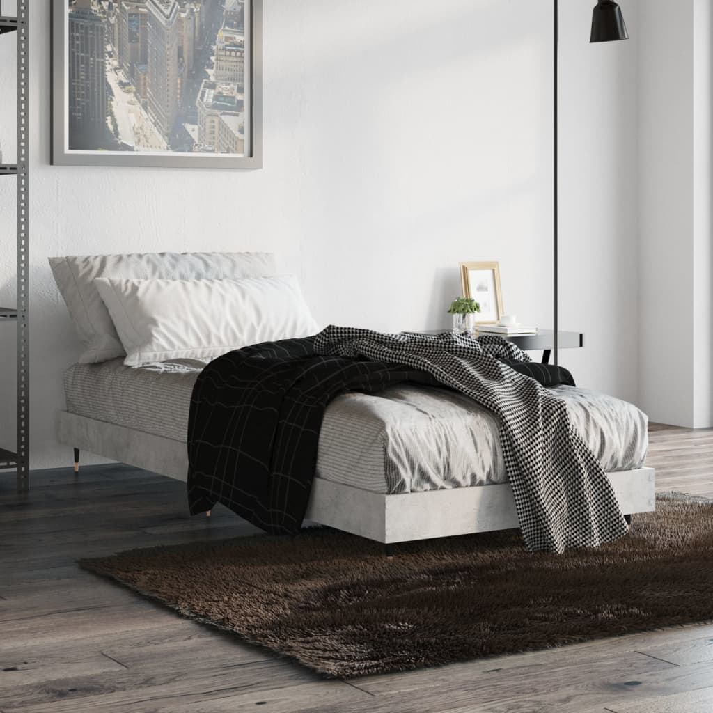 vidaXL Bed Frame without Mattress Concrete Grey 75x190 cm Small Single