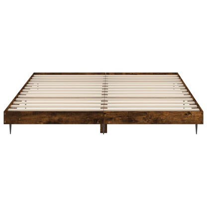 vidaXL Bed Frame without Mattress Smoked Oak 200x200 cm Engineered Wood