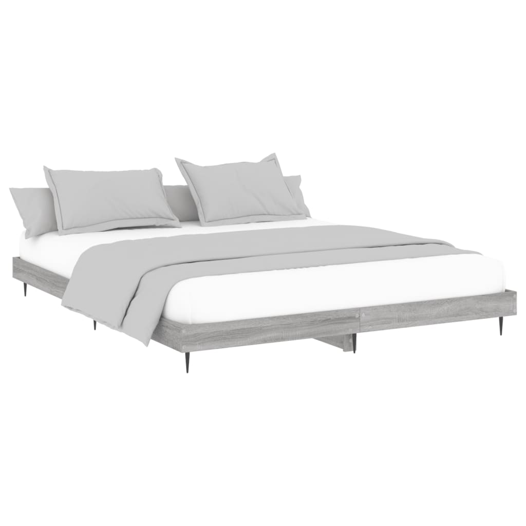 vidaXL Bed Frame without Mattress Grey Sonoma 180x200 cm Super King Engineered Wood