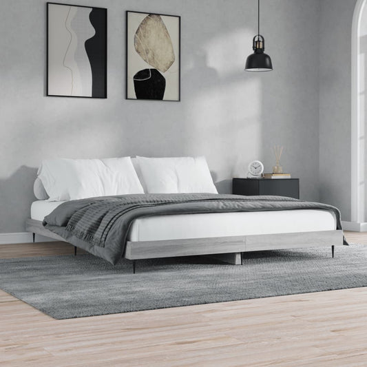 vidaXL Bed Frame without Mattress Grey Sonoma 180x200 cm Super King Engineered Wood