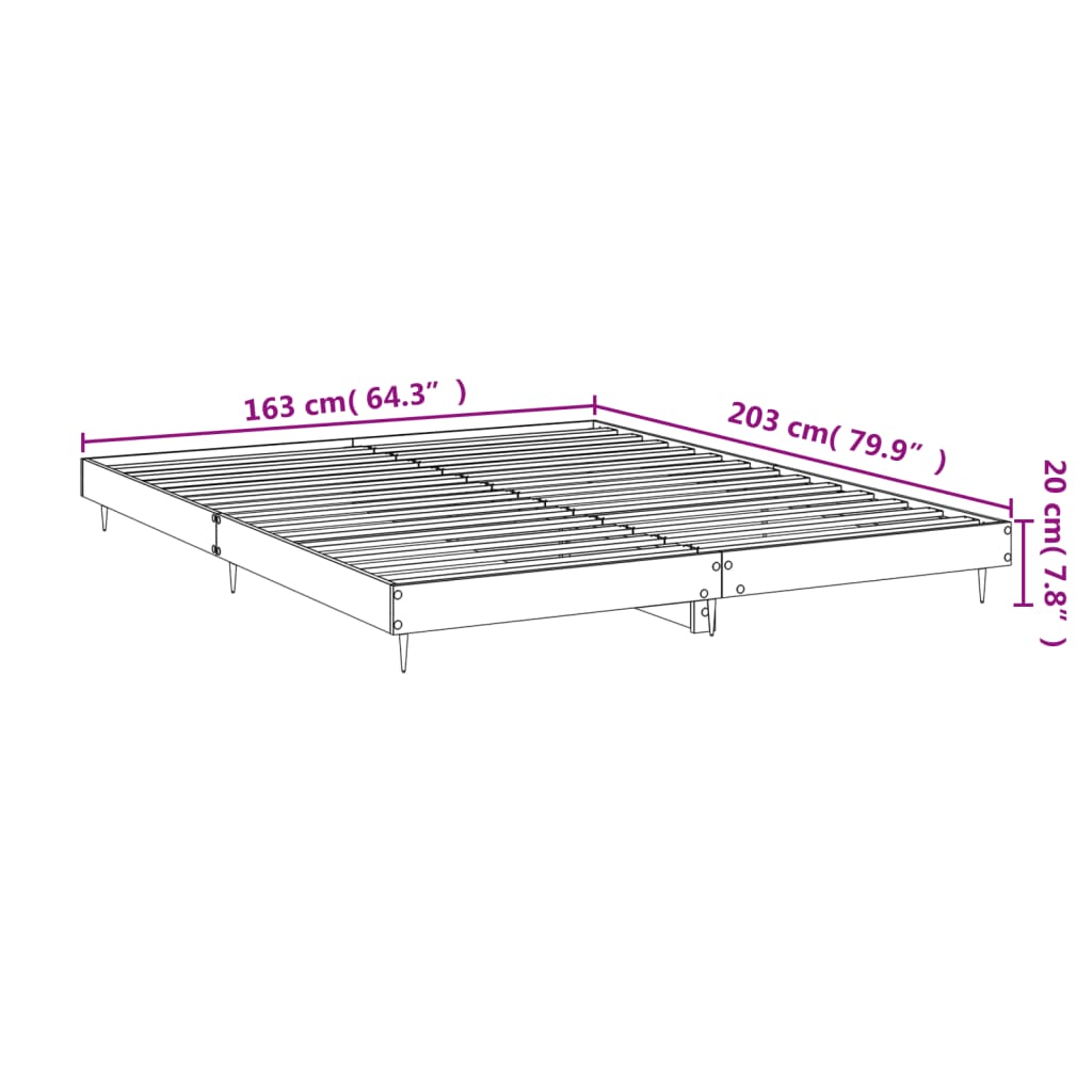 vidaXL Bed Frame without Mattress Concrete Grey 160x200 cm