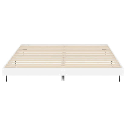 vidaXL Bed Frame without Mattress High Gloss White 150x200 cm King Size