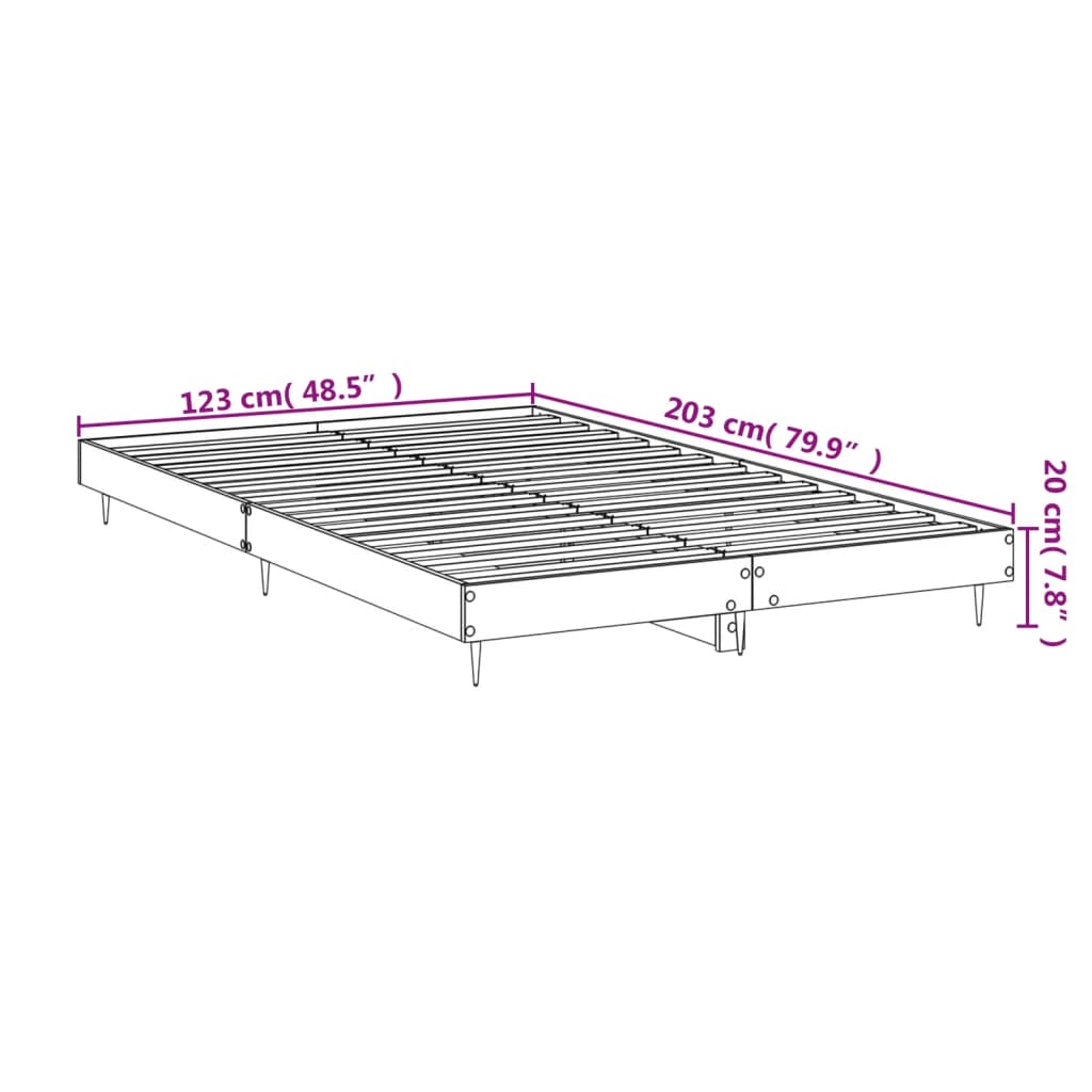 vidaXL Bed Frame without Mattress Grey Sonoma 120x200 cm Engineered Wood
