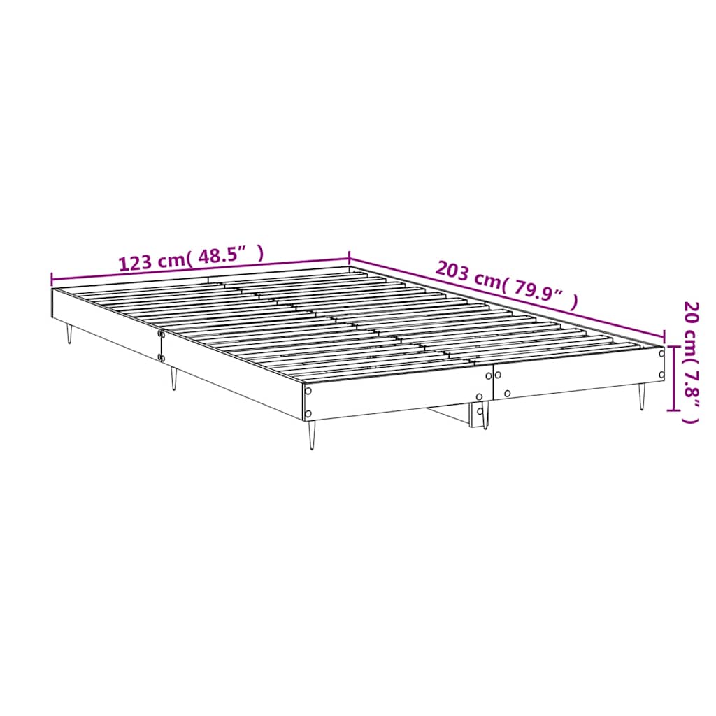 vidaXL Bed Frame without Mattress Grey Sonoma 120x200 cm Engineered Wood