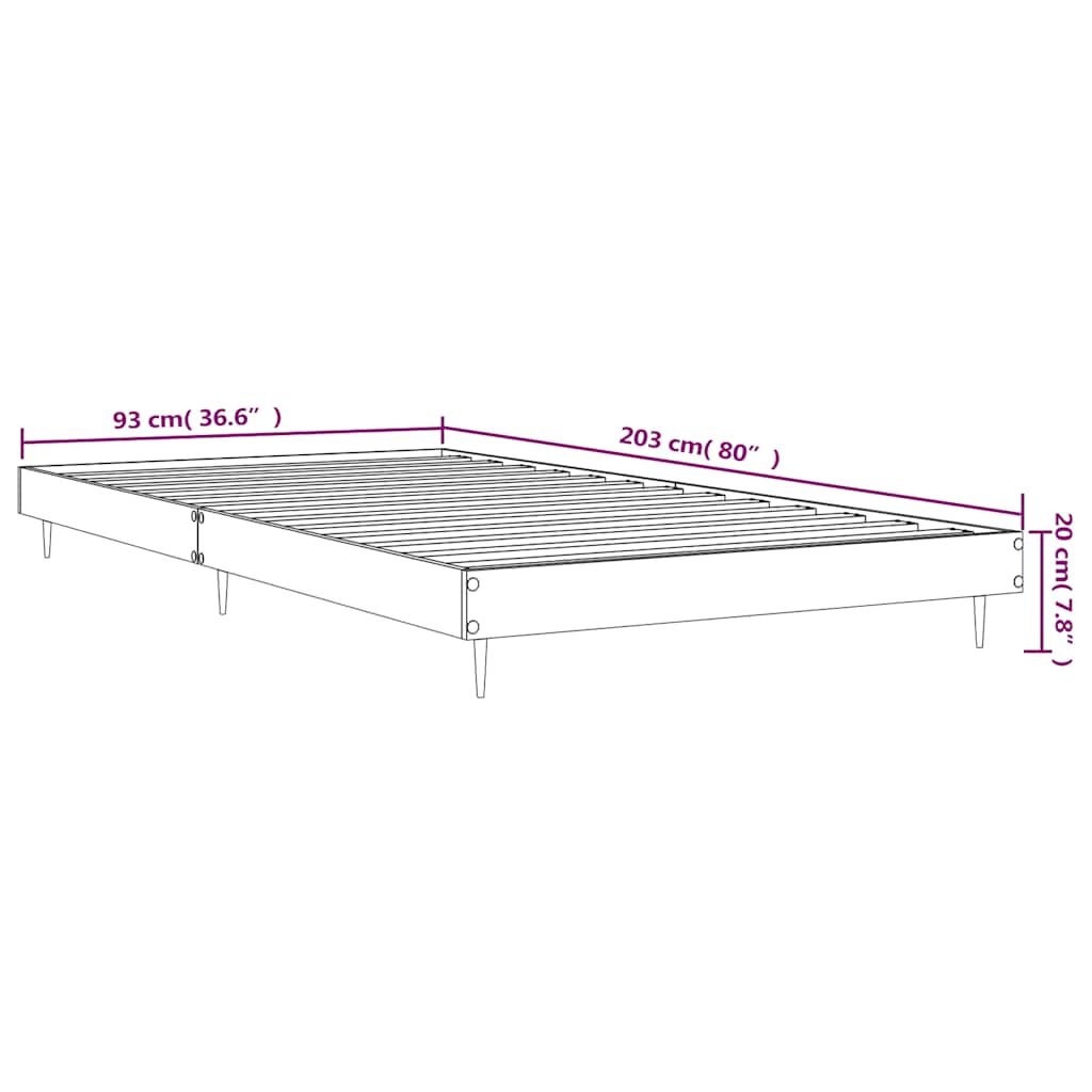 vidaXL Bed Frame without Mattress Smoked Oak 90x200 cm Engineered Wood