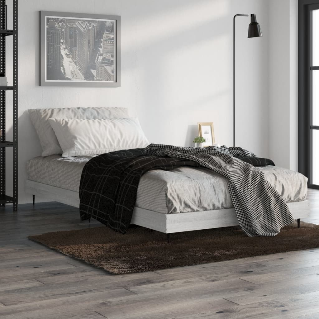 vidaXL Bed Frame without Mattress Grey Sonoma 90x200 cm Engineered Wood