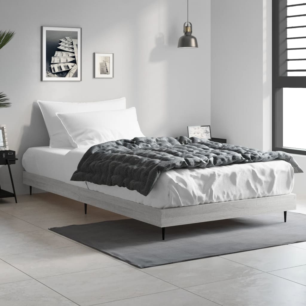 vidaXL Bed Frame without Mattress Grey Sonoma 90x200 cm Engineered Wood