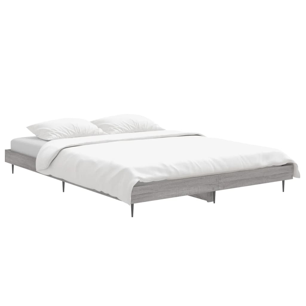 vidaXL Bed Frame without Mattress Grey Sonoma 140x190 cm Engineered Wood