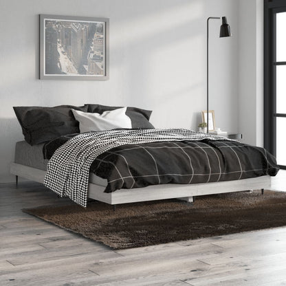 vidaXL Bed Frame without Mattress Grey Sonoma 135x190 cm Double Engineered Wood