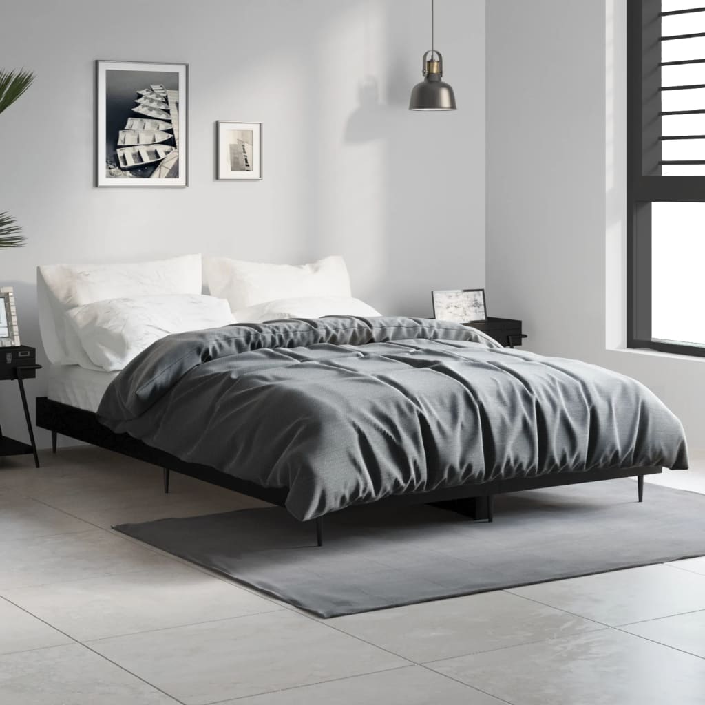 vidaXL Bed Frame without Mattress Black 120x190 cm Small Double Engineered Wood