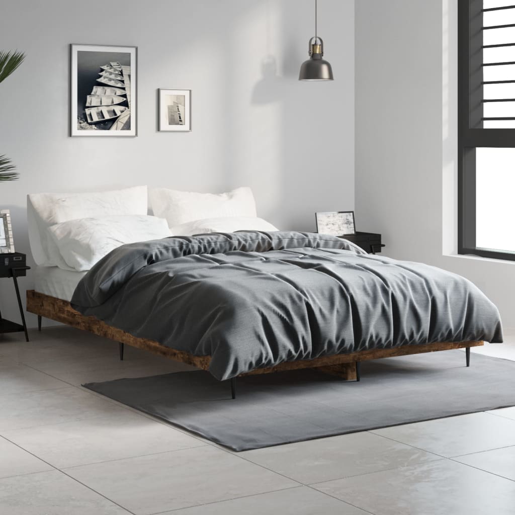 vidaXL Bed Frame without Mattress Smoked Oak 120x190 cm Small Double Engineered Wood