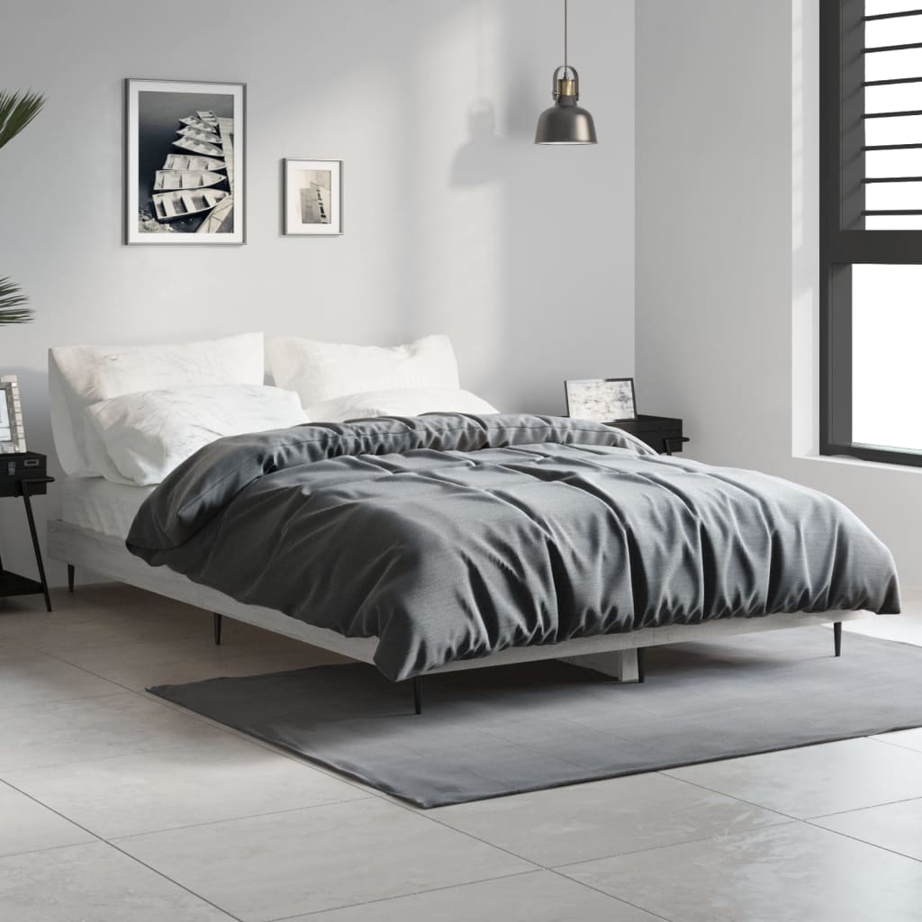 vidaXL Bed Frame without Mattress Grey Sonoma 120x190 cm Small Double Engineered Wood