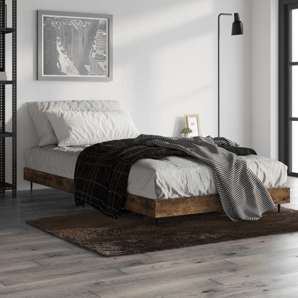 vidaXL Bed Frame without Mattress Smoked Oak 90x190 cm Single Engineered Wood