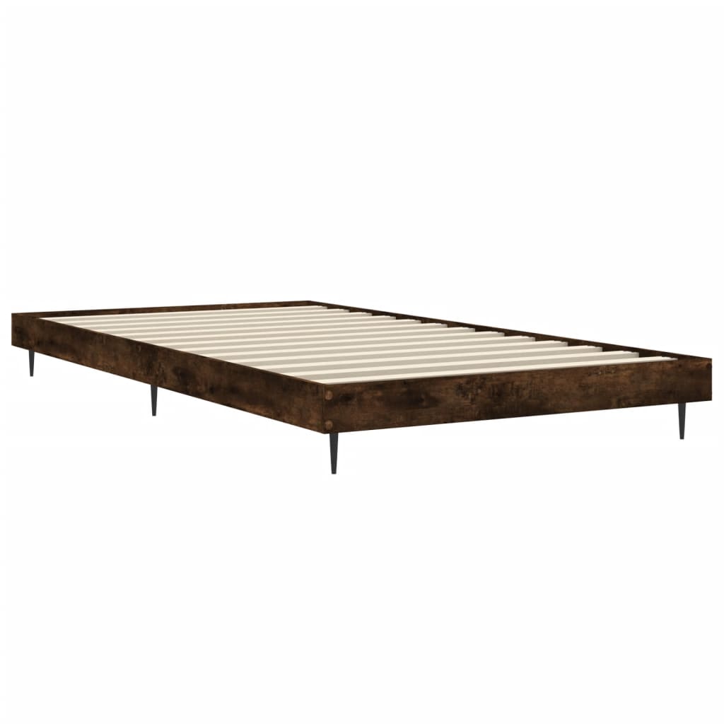 vidaXL Bed Frame without Mattress Smoked Oak 90x190 cm Single Engineered Wood