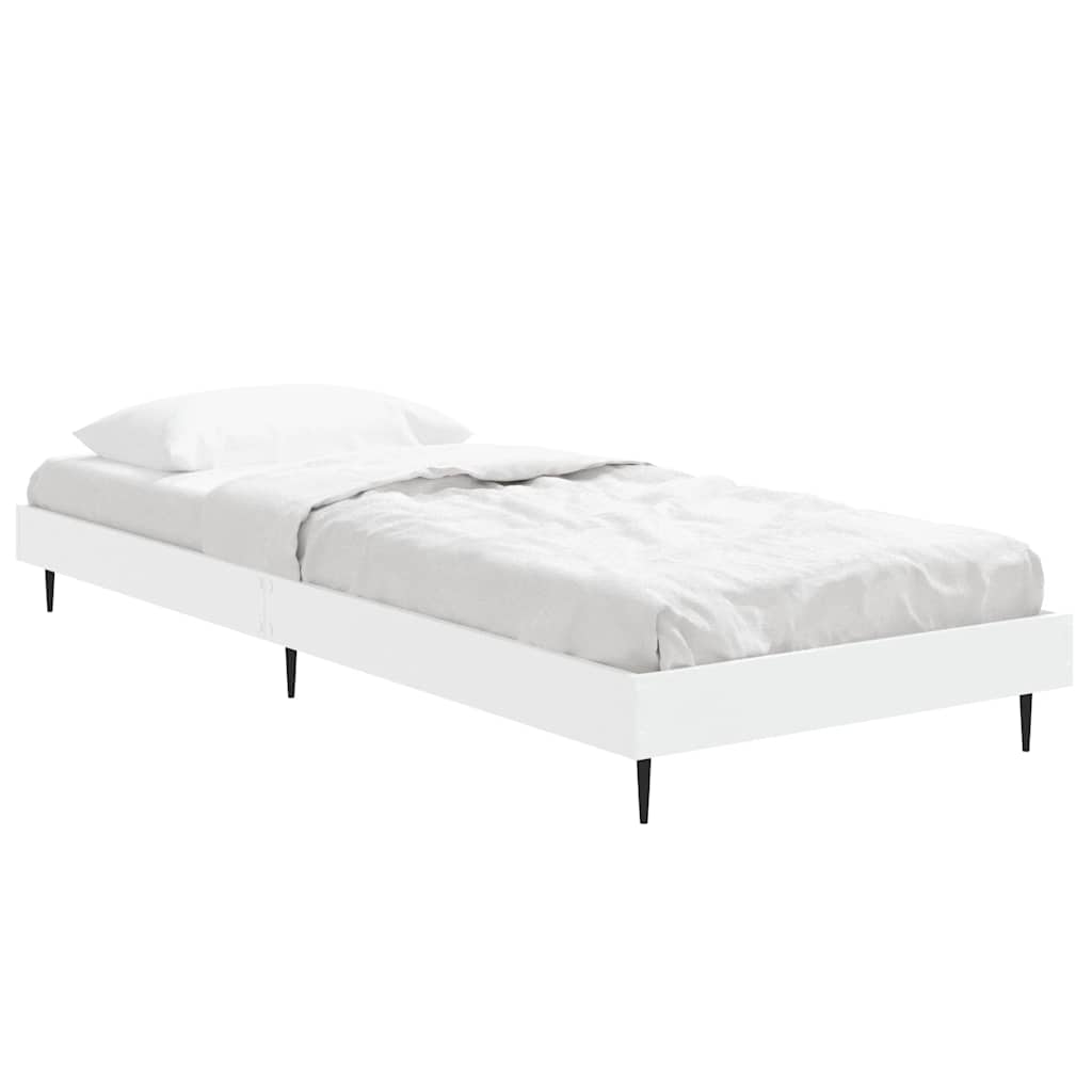 vidaXL Bed Frame without Mattress White 75x190 cm Small Single Engineered Wood