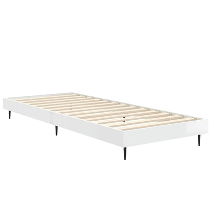 vidaXL Bed Frame without Mattress High Gloss White 75x190 cm Small Single