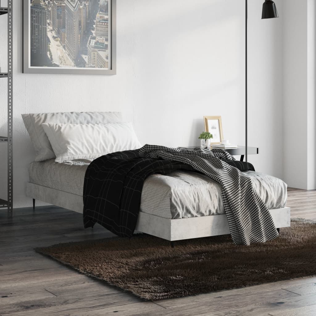 vidaXL Bed Frame without Mattress Concrete Grey 75x190 cm Small Single