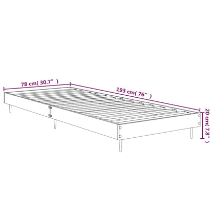 vidaXL Bed Frame without Mattress Brown Oak 75x190 cm Small Single Engineered Wood